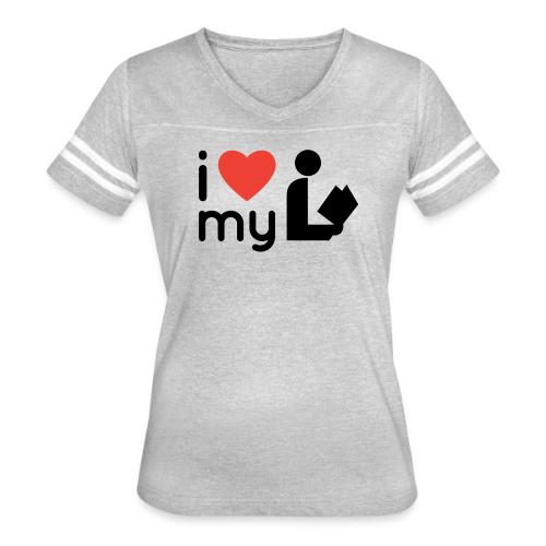 I Love My Library - Women's V-Neck Football Tee