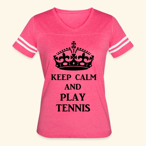 keep calm play tennis blk - Women's V-Neck Football Tee
