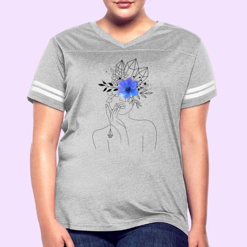 Third Eye Flower Goddess - Crystal Design - Women's V-Neck Football Tee