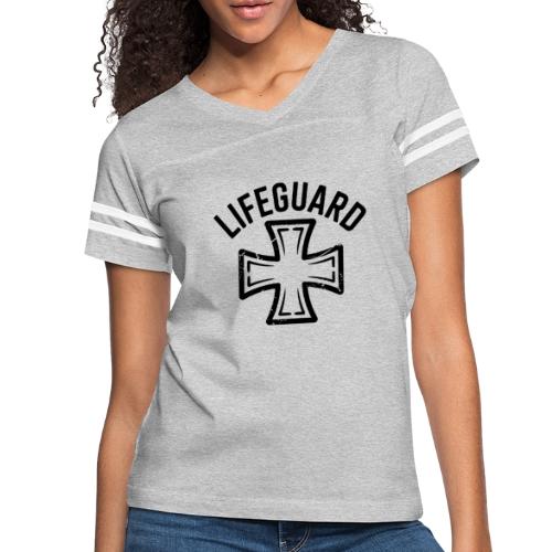 Lifeguard Cross Emblem - Women's V-Neck Football Tee