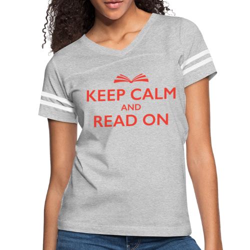 Keep Calm and Read On - Women's V-Neck Football Tee