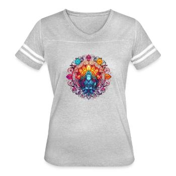 Third Eye - Women's V-Neck Football Tee - heather gray/white - Front - Danielle (179cm)