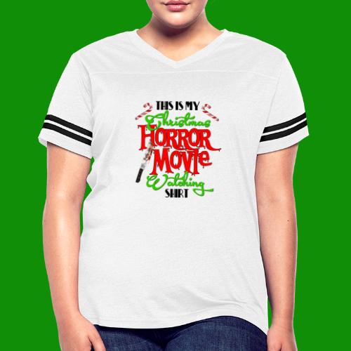 Christmas Horror Movie Watching Shirt - Women's V-Neck Football Tee