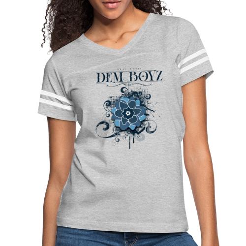 Flower Splash Blues - Women's V-Neck Football Tee