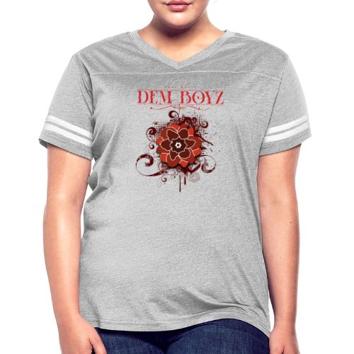 Flower Splash Reds - Women's V-Neck Football Tee
