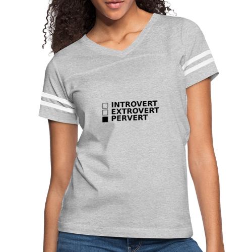 □ Introvert □ Extrovert ■ Pervert - Women's V-Neck Football Tee