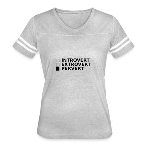 □ Introvert □ Extrovert ■ Pervert - Women's V-Neck Football Tee