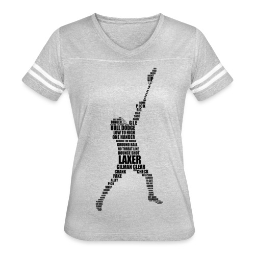 Lacrosse Player Typography - Women's V-Neck Football Tee