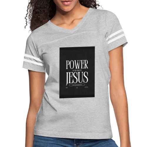 Jesus Power: Conquer Fearlessly - Women's V-Neck Football Tee