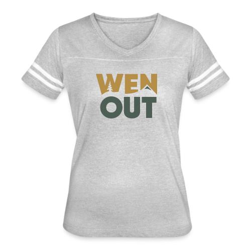 WenOut Logo (dark) - Women's V-Neck Football Tee