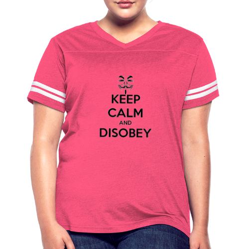 Anonymous Keep Calm And Disobey Thick - Women's V-Neck Football Tee
