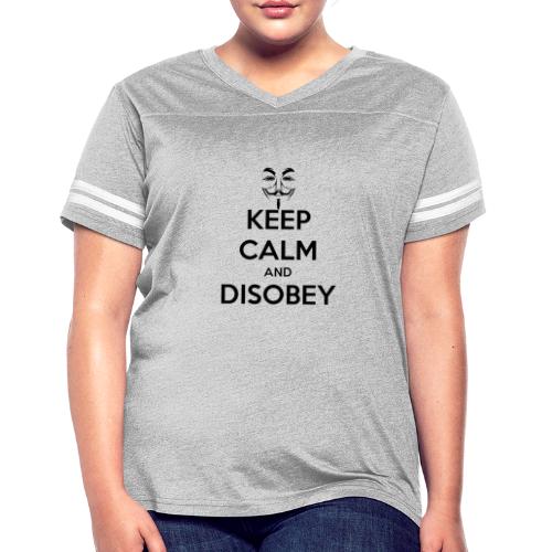 Anonymous Keep Calm And Disobey Thick - Women's V-Neck Football Tee