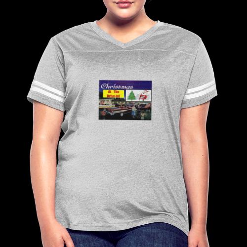 Christmas At The Drive In Logo 2 - Women's V-Neck Football Tee