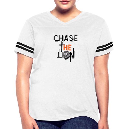 Chase the Lion - Women's V-Neck Football Tee