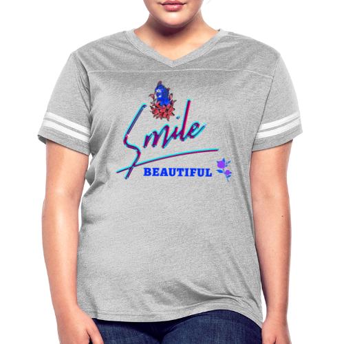 Smile Beautiful - Women's V-Neck Football Tee