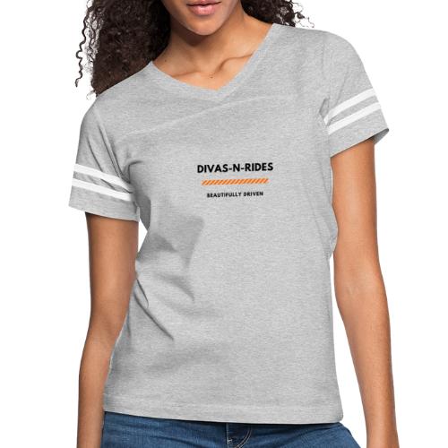 Divas N Rides Black and Orange Graphics - Women's V-Neck Football Tee