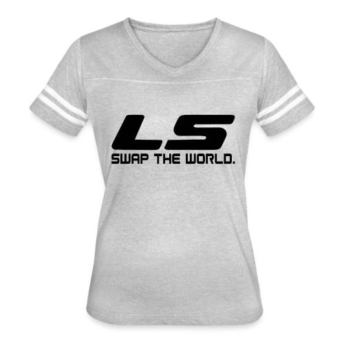 LS Swap The WORLD (Back and Front) - Women's V-Neck Football Tee