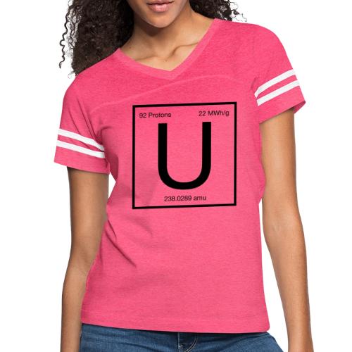 Uranium. Double-sided design. Black text. - Women's V-Neck Football Tee