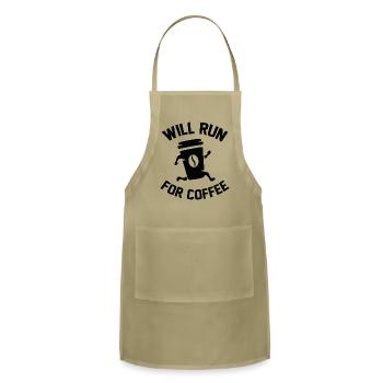 Will Run For Coffee - Adjustable Apron - khaki - Front
