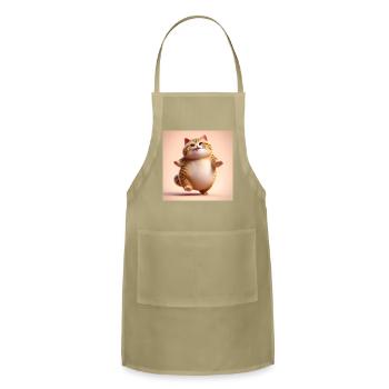 Plush Purr Cat Joy - Adjustable Apron - khaki - Front