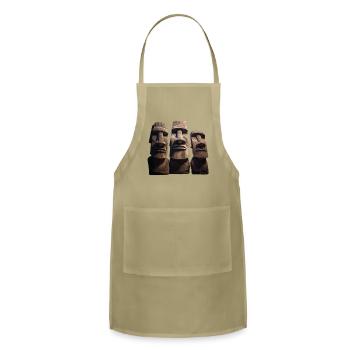 Easter Island Moai Heads - Adjustable Apron - khaki - Front