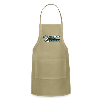 Shipstern Bluff Tasmania in a white font music - Adjustable Apron - khaki - Front