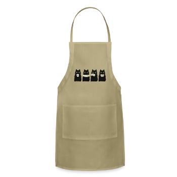 Black Cats Playing Mahjong - Adjustable Apron - khaki - Front