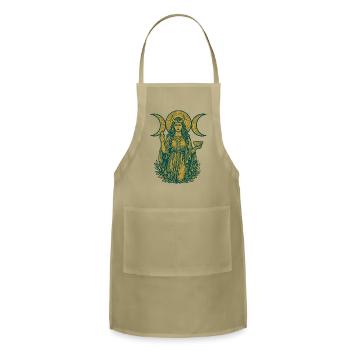 Triple Moon Goddess - Adjustable Apron - khaki - Front