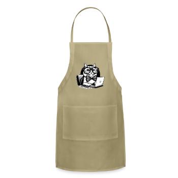 Business Cat with Laptop • Funny Cat Design - Adjustable Apron - khaki - Front