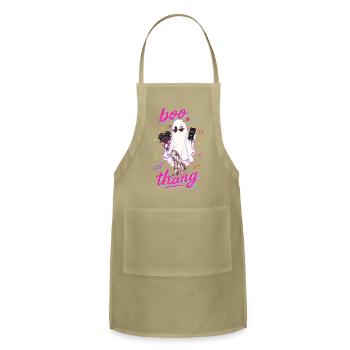 Boo Thang Taken By A Ghost Halloween Neon Pink - Adjustable Apron - khaki - Front