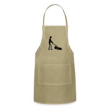 man cutting grass with lawn mower - Adjustable Apron - khaki - Front
