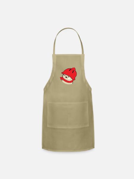 Mochie in winter hat 1 - Adjustable Apron - khaki