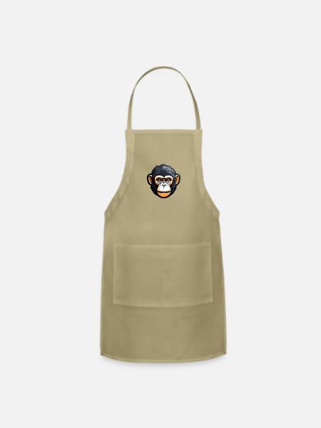 Cute monkey art - Adjustable Apron - khaki