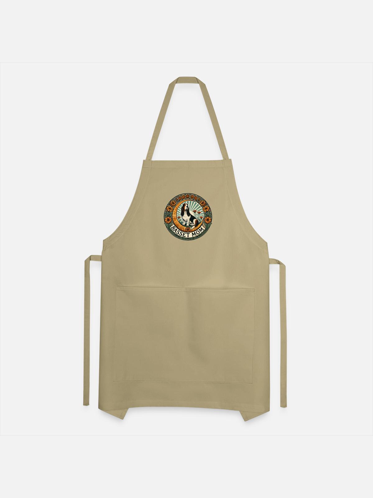 Basset Mom - Adjustable Apron - khaki - Front