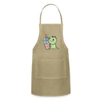 DINOSAUR WITH BUBBLE TEA - Adjustable Apron - khaki - Front