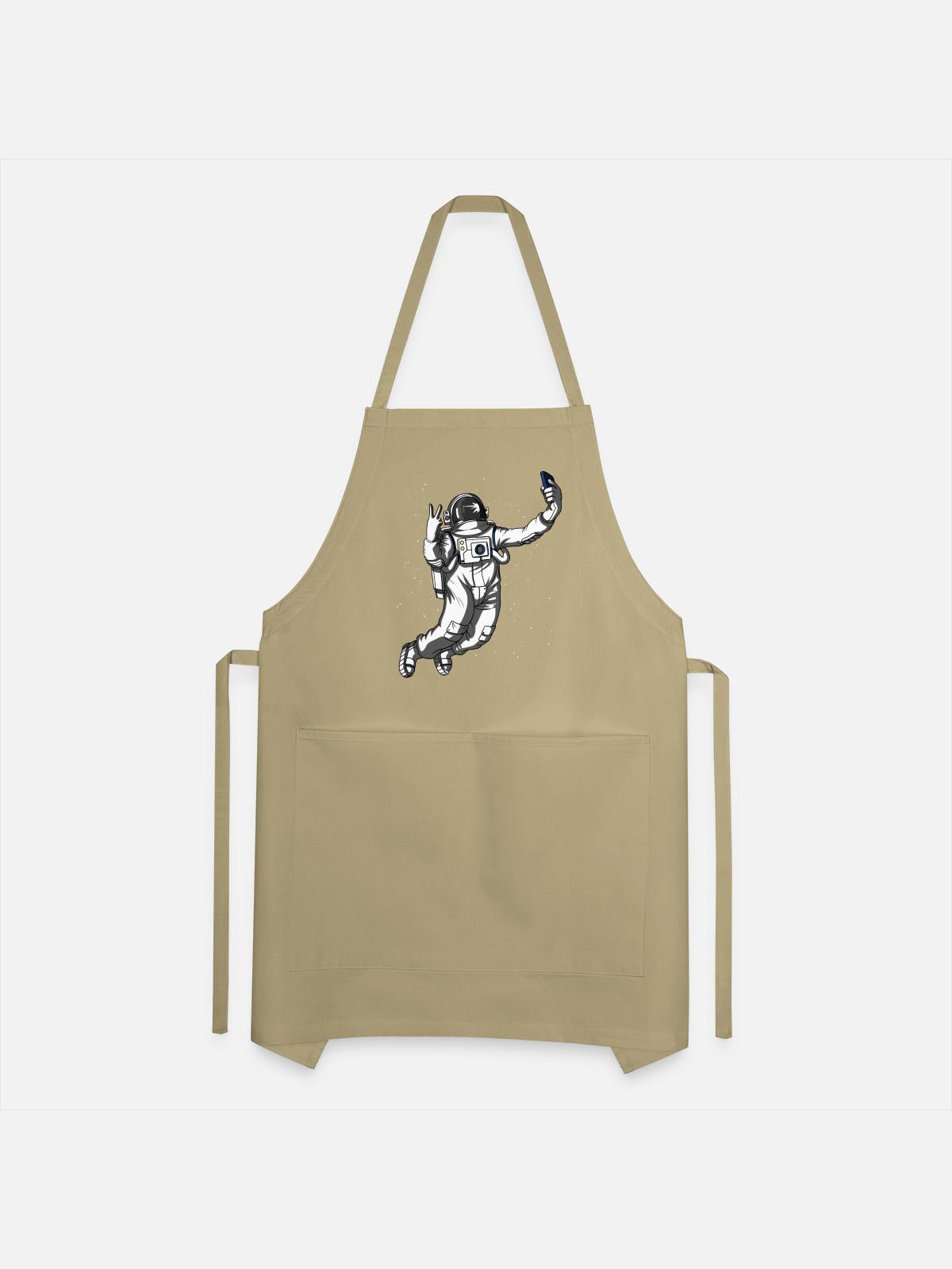 Space Astronaut Selfie - Adjustable Apron - khaki - Front