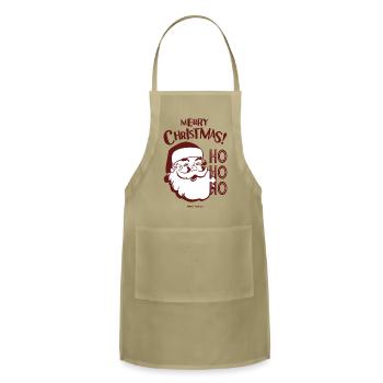 Maroon Monochrome Modern Merry Christmas T Shirt - Adjustable Apron - khaki - Front