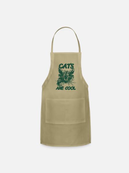 CATS ARE COOL GREEN - Adjustable Apron - khaki