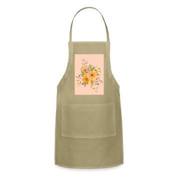  Watercolor Floral Butterflies - Adjustable Apron - khaki - Front