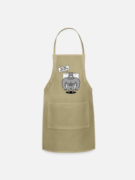 No I Won t Leave The Gym Pitbull Dog - Adjustable Apron - khaki