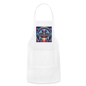 Speedy Alien in UFO - Adjustable Apron - white - Front - Julia (174cm)
