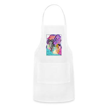 Magical Cat with wings framed - Adjustable Apron - white - Front - Julia (174cm)