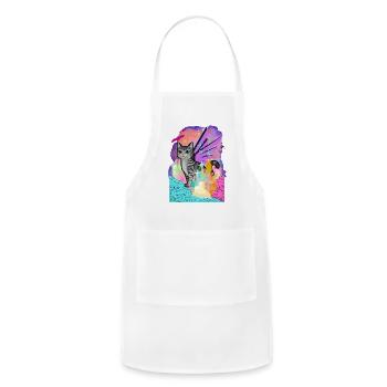 Magical Cat with wings - Adjustable Apron - white - Front - Julia (174cm)