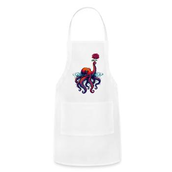 Gentleman_octopus with Rose Bloom - Adjustable Apron - white - Front - Julia (174cm)