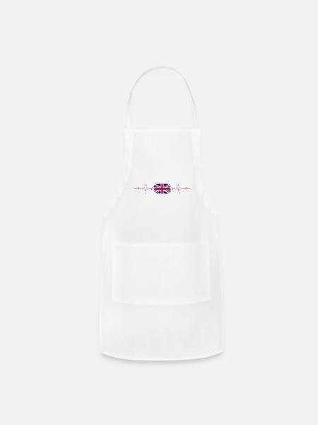 Union Jack Heartbeat Design - Adjustable Apron - white