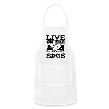 Live On The Edge Funny Ice Skating - Adjustable Apron - white - Front - Julia (174cm)