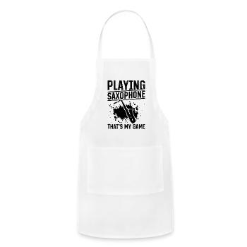 Playing Saxophone That's My Game Saxophone Player - Adjustable Apron - white - Front - Julia (174cm)