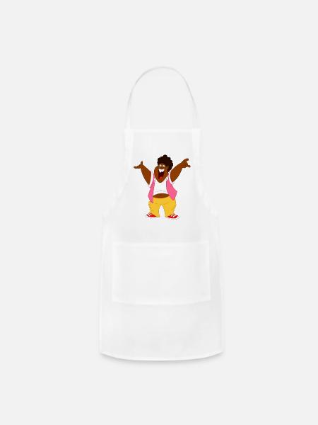 Happy Chubby Black Man - Adjustable Apron - white