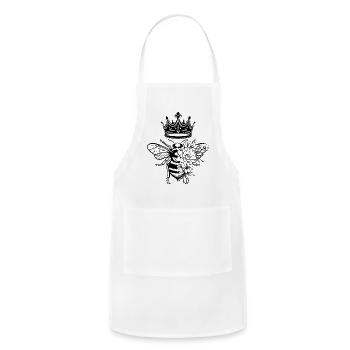 Queen Bee Crown Women Hive Beekeeping Bee Women - Adjustable Apron - white - Front - Julia (174cm)