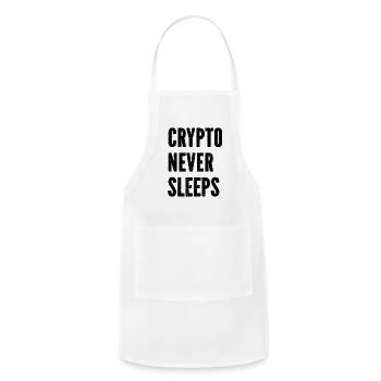 Crypto Never Sleeps - Bitcoin Quotes - Adjustable Apron - white - Front - Julia (174cm)